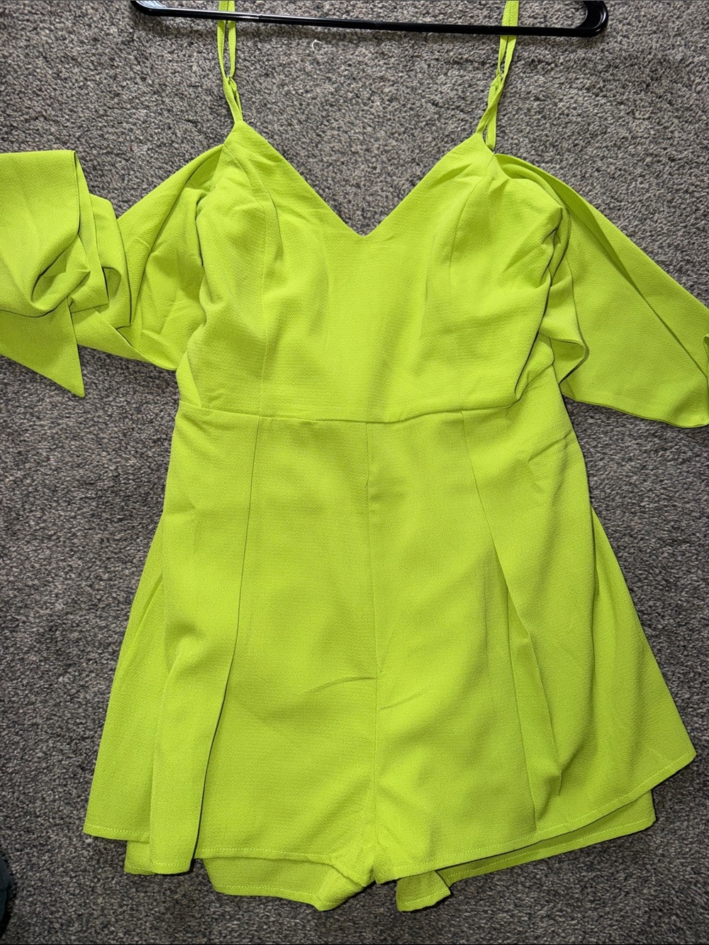 Blue Blush Neon Lime Cold-Shoulder Romper